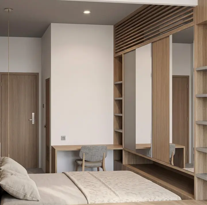 Desain interior kamar utama oleh RHI Architect